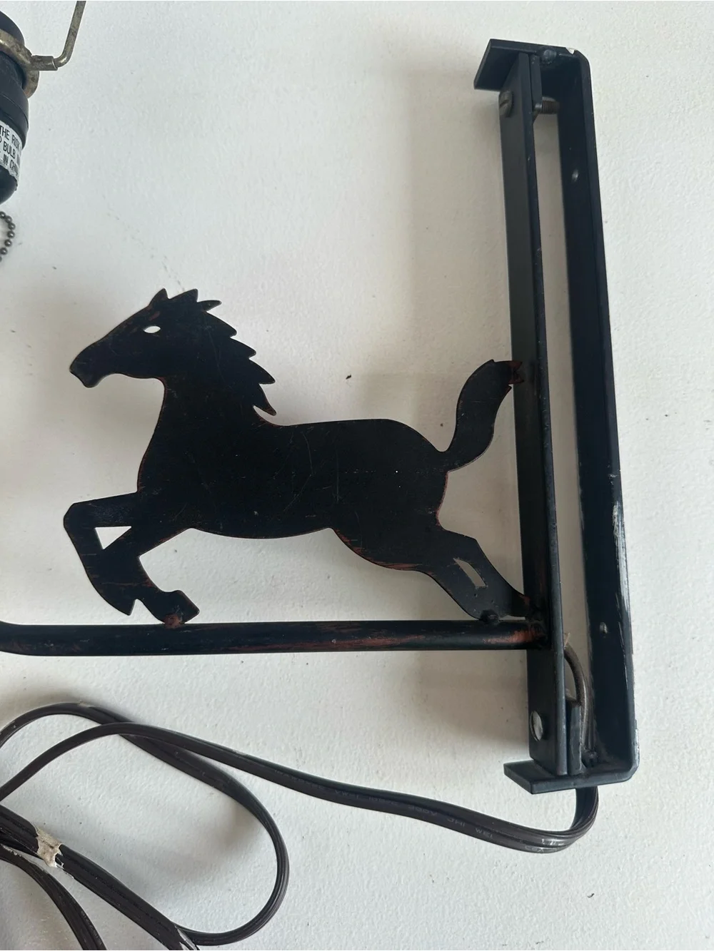 Vintage Black Horse Wall Hook Lamp Bracket